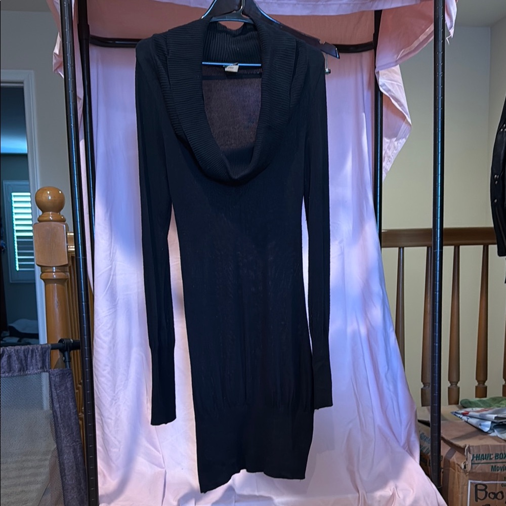 Black Cowl Neck Sweater Dress by Agaci Too